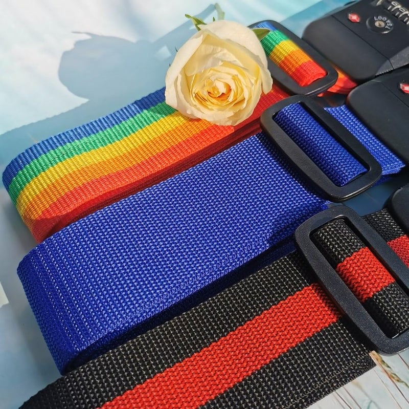 Fullplus Travel Luggage Strap Adjustable Suitcase Packing Belt with TSA Combination Lock 2 Pack Rainbow 2P - Image 5